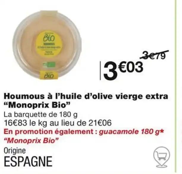 Houmous à l'huile d'olive vierge extra