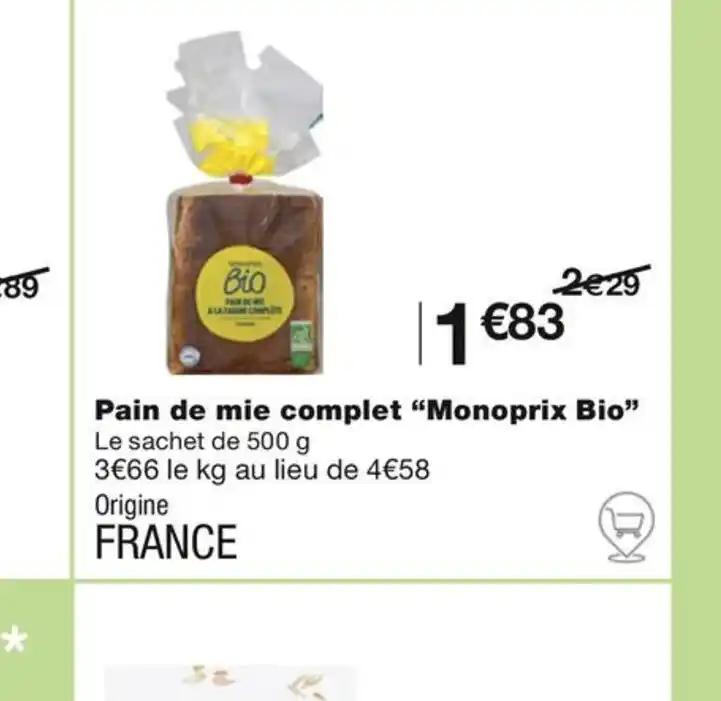 Pain de mie complet "Monoprix Bio"