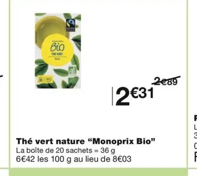 Thé vert nature "Monoprix Bio"