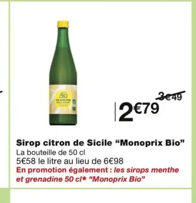 Sirop citron de Sicile "Monoprix Bio