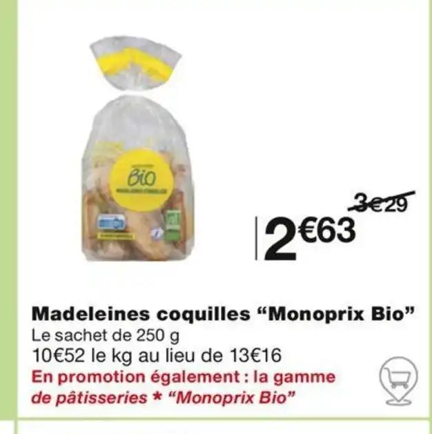Madeleines coquilles "Monoprix Bio"