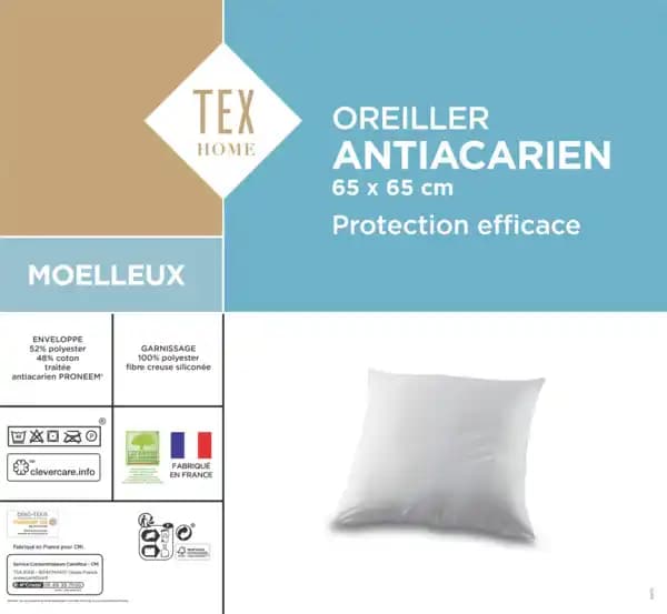 TEX HOME Oreiller Anti-acariens