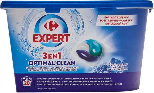 CARREFOUR EXPERT Lessive en caspsules 3 en 1 Optimal Clean