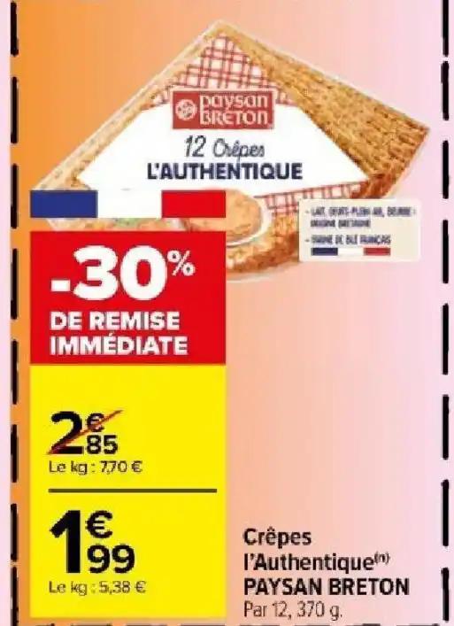 Crêpes l'Authentique PAYSAN BRETON Par 12, 370 g.