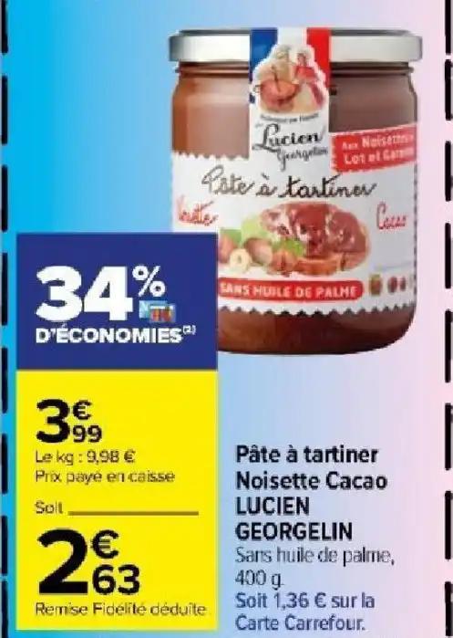 Pâte à tartiner Noisette Cacao LUCIEN GEORGELIN