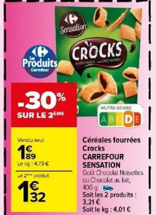 Céréales fourrées Crocks CARREFOUR SENSATION