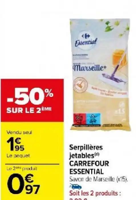 Serpillères jetables CARREFOUR ESSENTIAL