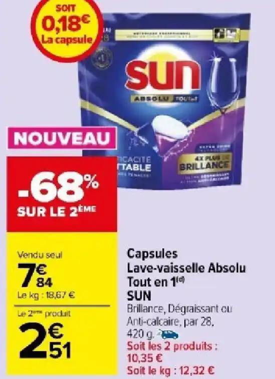 Capsules Lave-vaisselle Absolu Tout en 1( SUN