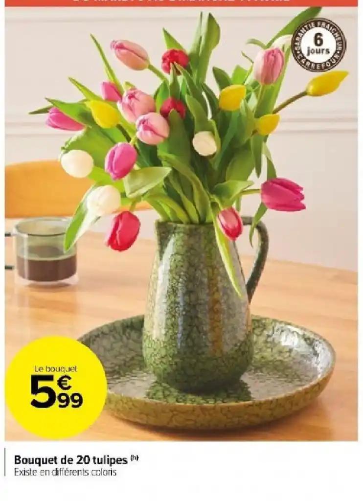 Bouquet de 20 tulipes (h Existe en différents coloris
