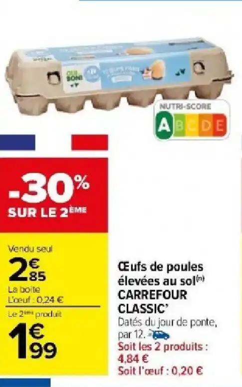 Œufs de poules élevées au sol CARREFOUR CLASSIC'