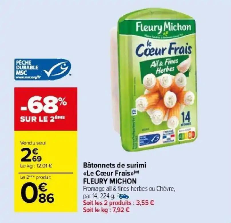 Bâtonnets de surimi «Le Cœur Frais» (0) FLEURY MICHON
