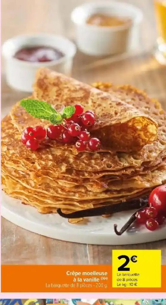Crêpe moelleuse à la vanille La barquette de 8 pièces - 200 g.