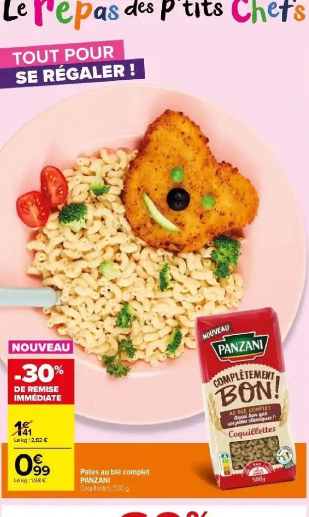 Pates au blé complet PANZANI Coquillettes, 500 g.