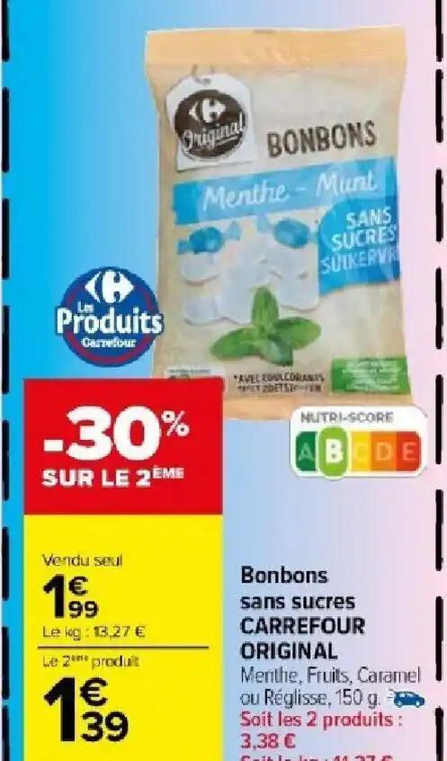Bonbons sans sucres CARREFOUR ORIGINAL