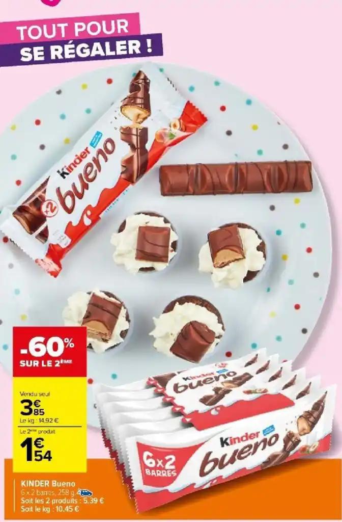 KINDER Bueno 6x2 barres, 258 g.