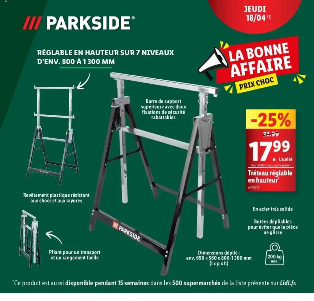 Tréteau réglable en hauteur