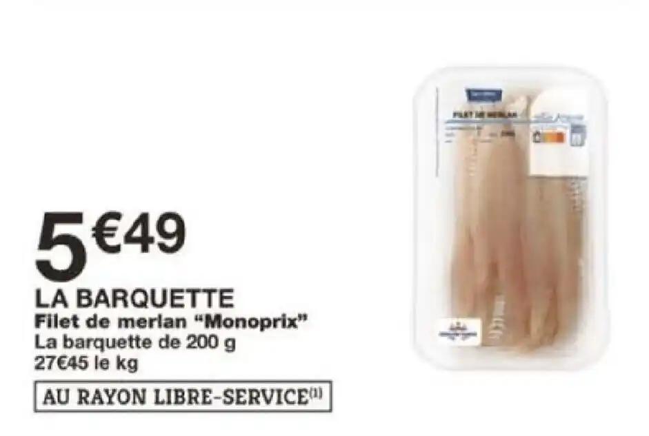 Filet de merlan "Monoprix" La barquette de 200 g