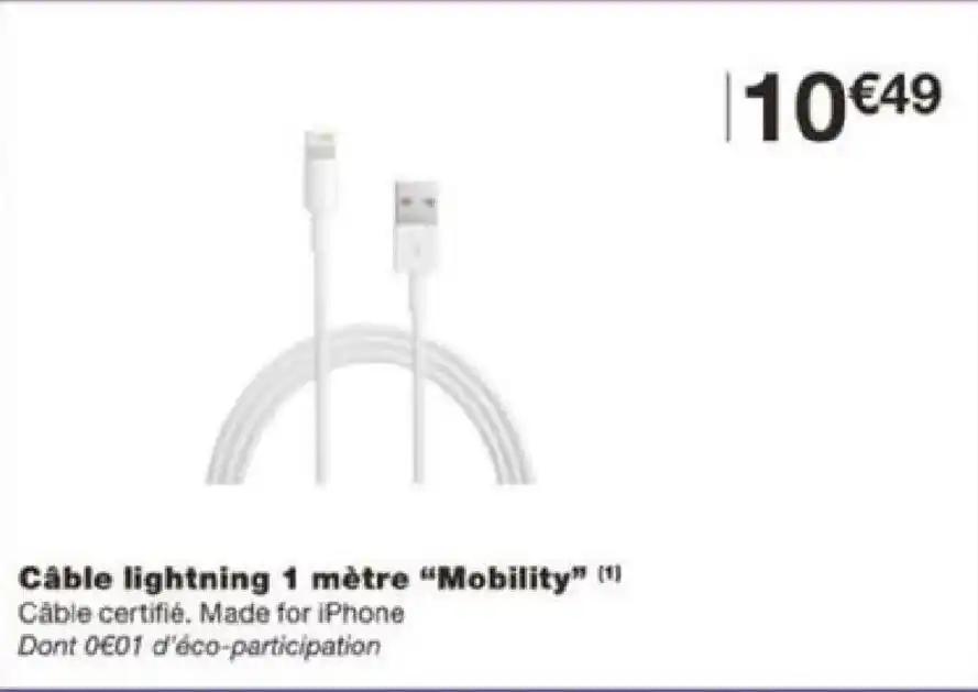 Cable lightning 1 mètre "Mobility” (1)