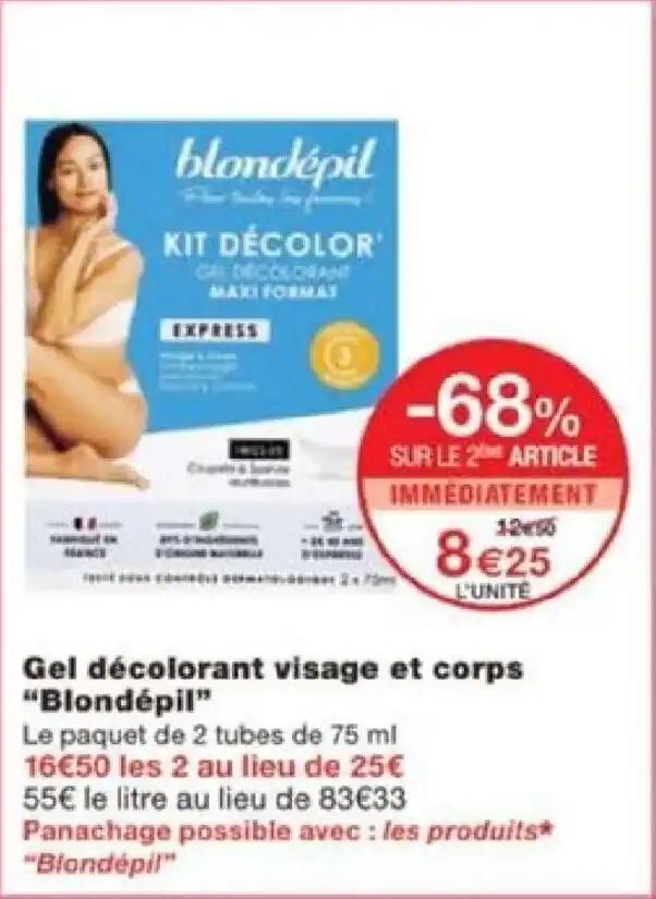 Gel décolorant visage et corps "Blondépil"