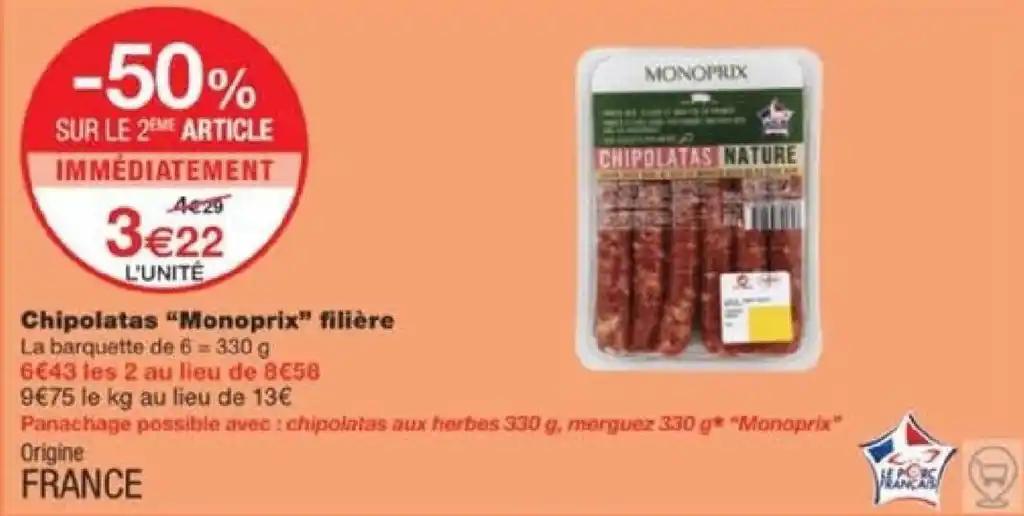 Chipolatas "Monoprix” filière