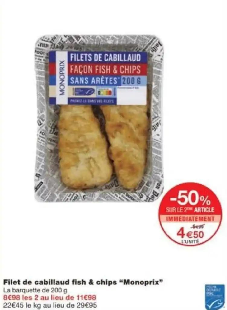 Filet de cabillaud fish & chips "Monoprix"