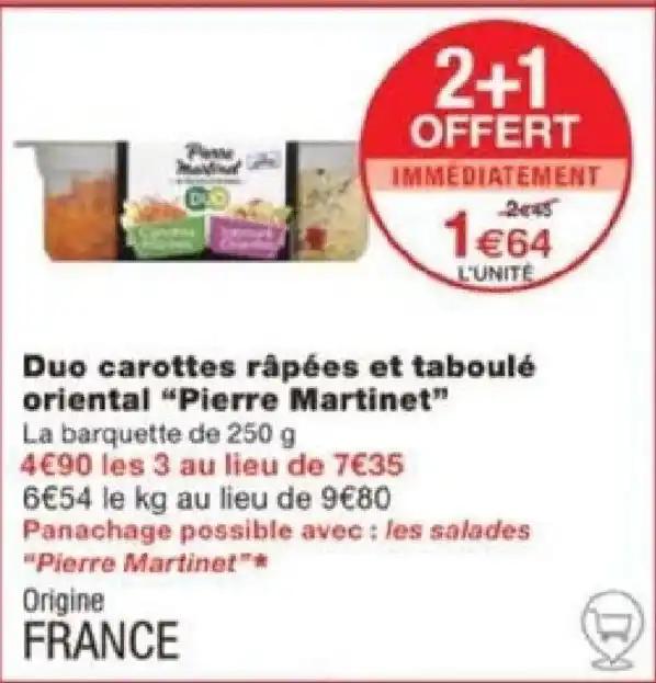 Duo carottes râpées et taboulé oriental "Pierre Martinet"