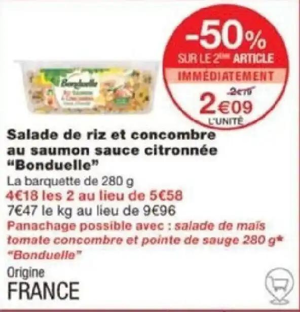 Salade de riz et concombre au saumon sauce citronnée "Bonduelle"