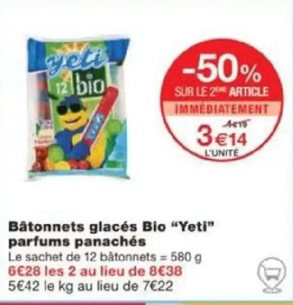 Bâtonnets glacés Bio "Yeti" parfums panachés
