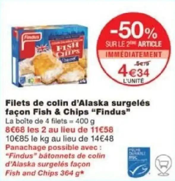 Filets de colin d'Alaska surgelés façon Fish & Chips "Findus"