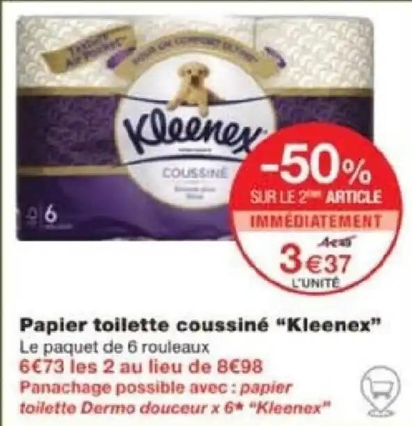 Papier toilette coussiné "Kleenex"