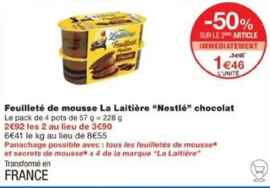 Feuilleté de mousse La Laitière "Nestlé" chocolat