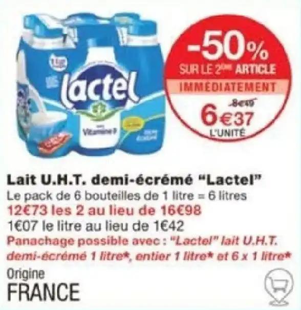 Lait U.H.T. demi-écrémé "Lactel"