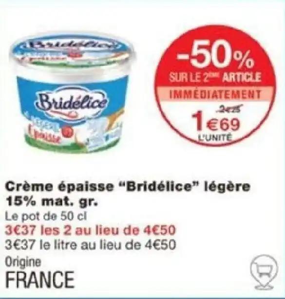 Crème épaisse "Bridélice" légère 15% mat. gr.