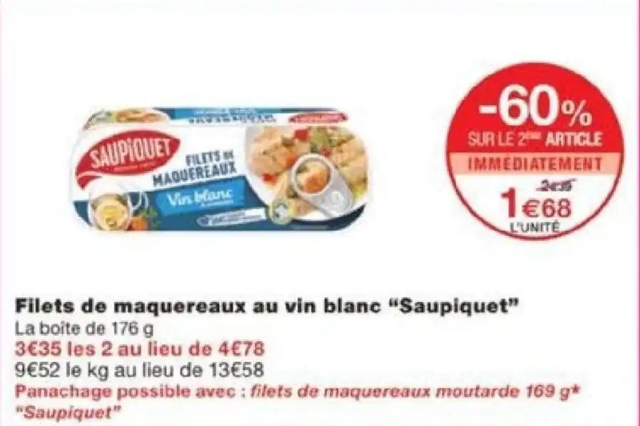 Filets de maquereaux au vin blanc "Saupiquet" La boîte de 176 g