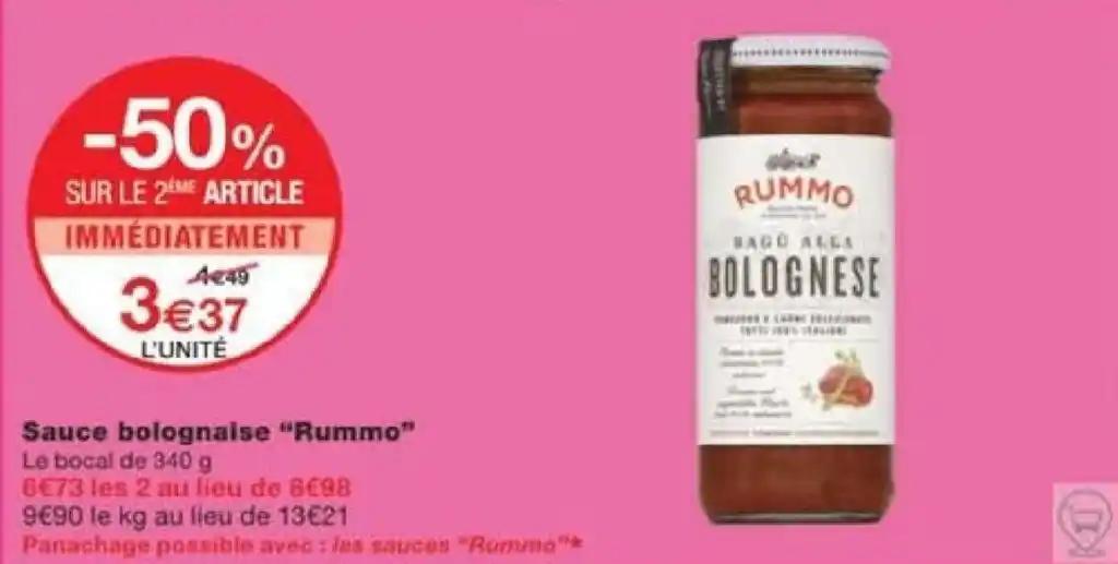 Sauce bolognaise "Rummo" Le bocal de 340 g