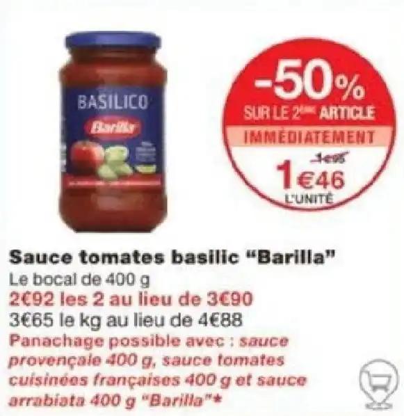 Sauce tomates basilic "Barilla"