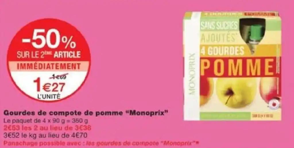 Gourdes de compote de pomme "Monoprix"