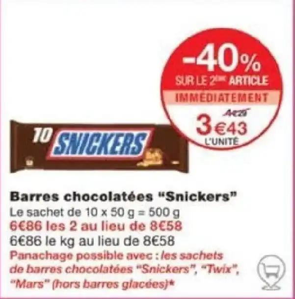 Barres chocolatées "Snickers"