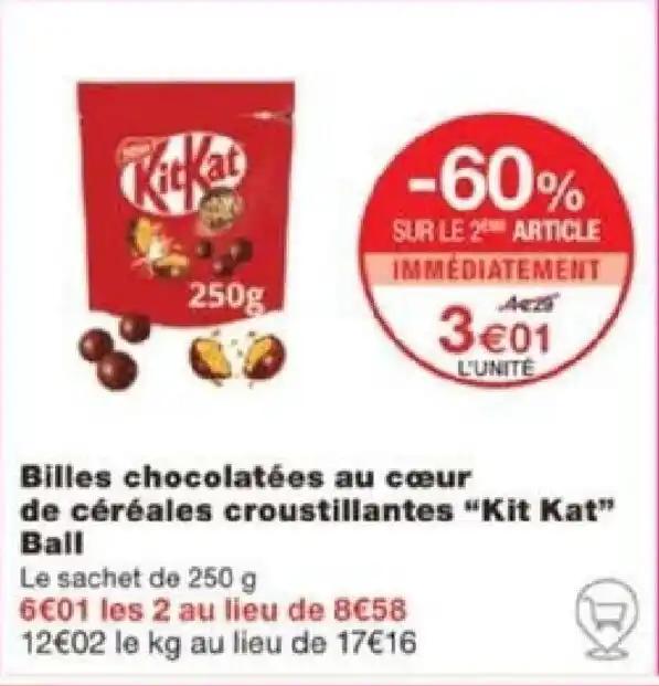 Billes chocolatées au cœur de céréales croustillantes "Kit Kat" Ball Le sachet de 250 g