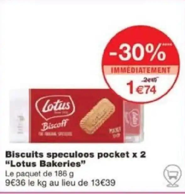 Biscuits speculoos pocket x 2 "Lotus Bakeries" Le paquet de 186 g