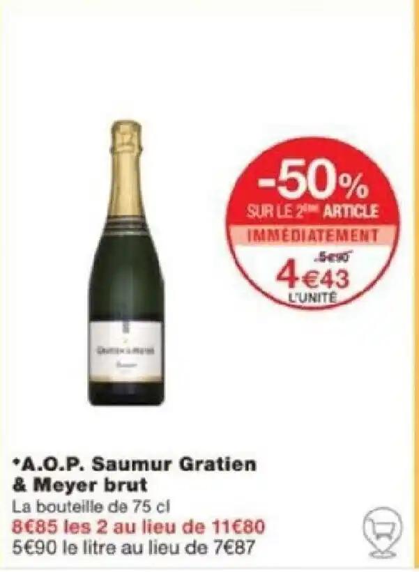 *A.O.P. Saumur Gratien & Meyer brut La bouteille de 75 cl