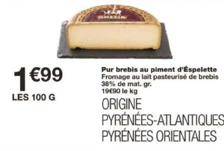 Pur brebis au piment d'Espelette Fromage au lait pasteurisé de brebis