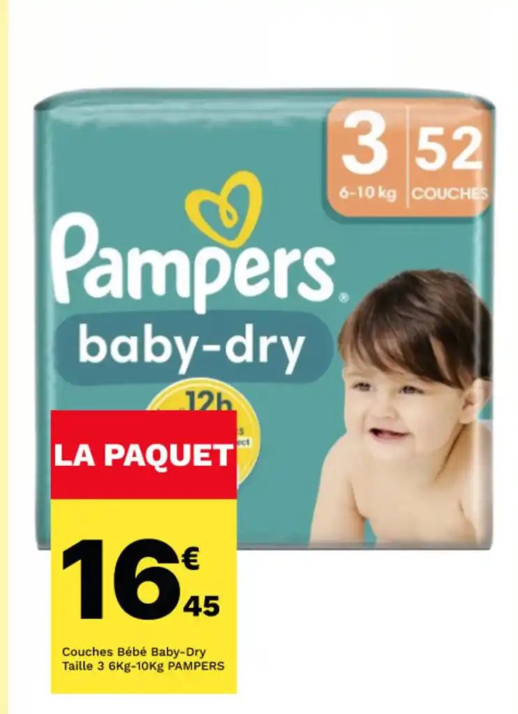 Couches Bébé Baby-Dry Taille 3 6kg-10Kg PAMPERS