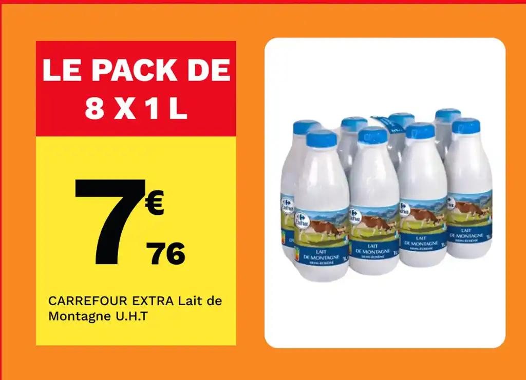 CARREFOUR EXTRA Lait de Montagne U.H.T