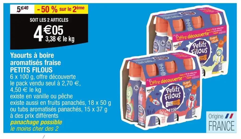 PETITS FILOUS Yaourts à boire aromatisés fraise