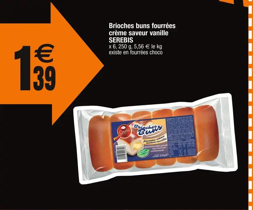 SEREBIS Brioches buns fourrées crème saveur vanille