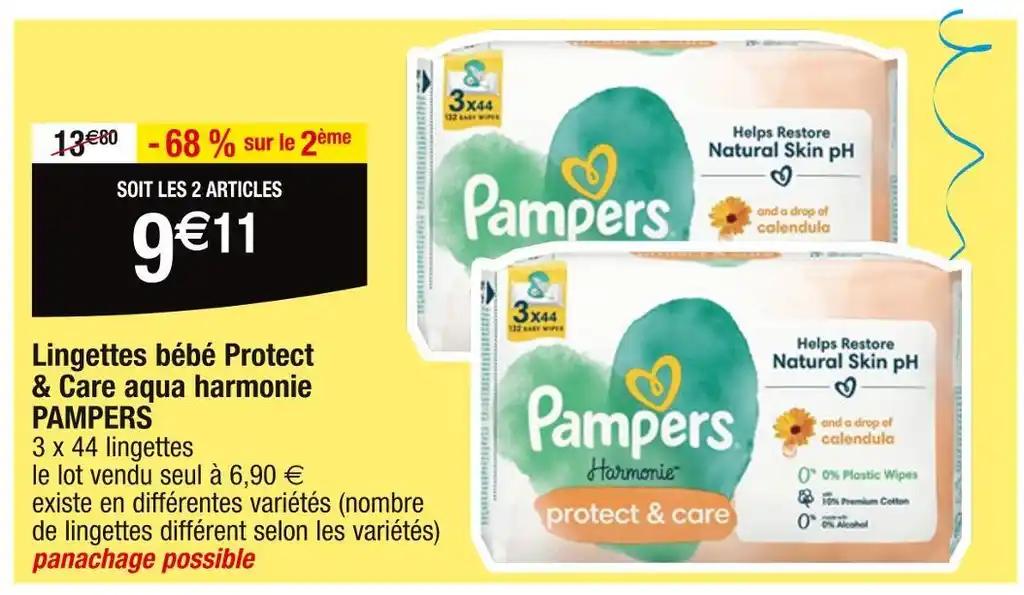 PAMPERS Lingettes bébé Protect & Care aqua harmonie