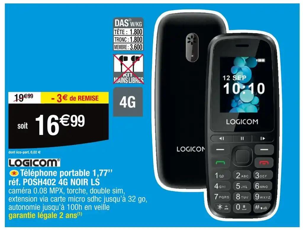 LOGICOM Téléphone portable 1,77’’