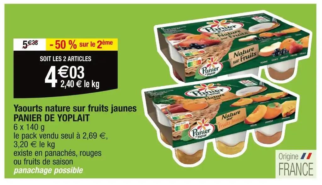 PANIER DE YOPLAIT Yaourts nature sur fruits jaunes