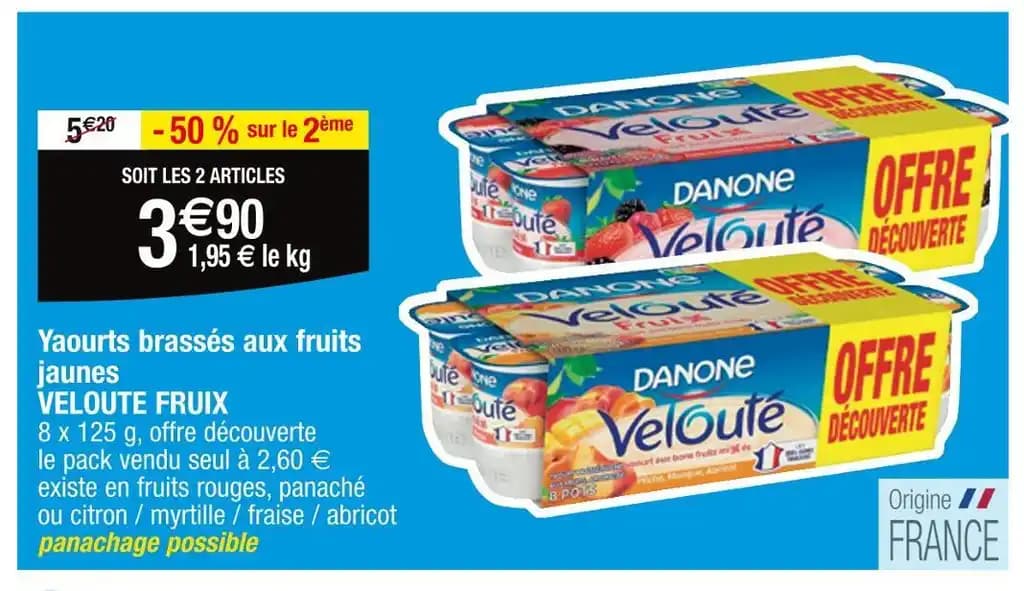 VELOUTE FRUIX Yaourts brassés aux fruits jaunes